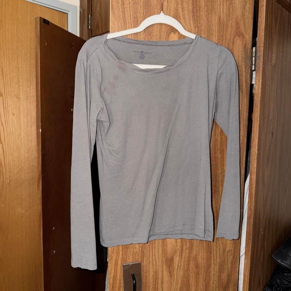 Brandy-melville Women's Grey and Blue Shirt